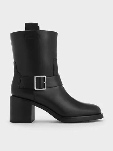 Kailey Side-Buckle Ankle Boots
    
         - Black | Charles & Keith CA