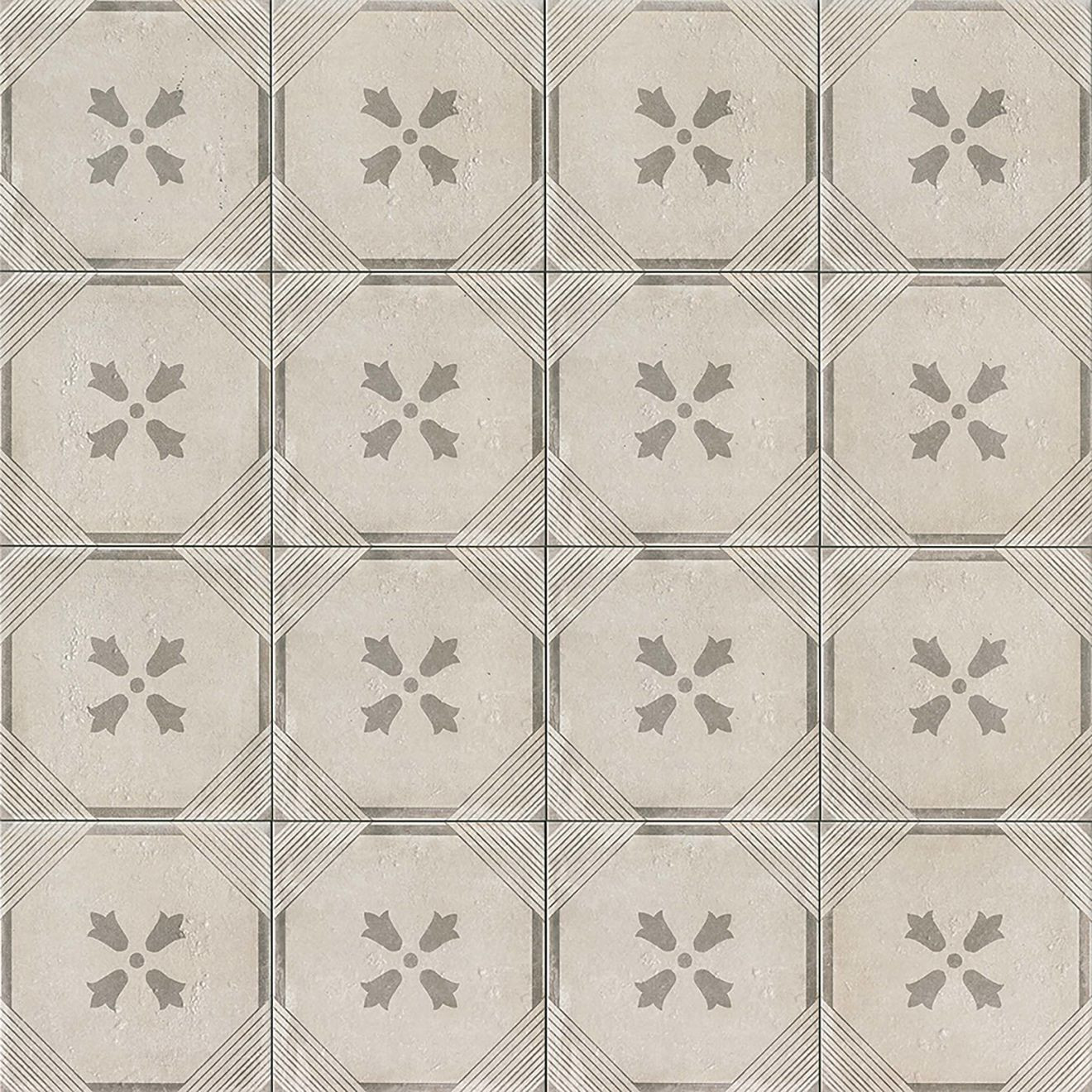Palazzo 12" x 12" Decorative Tile in Vintage Grey Dynasty | Bedrosians Tile & Stone