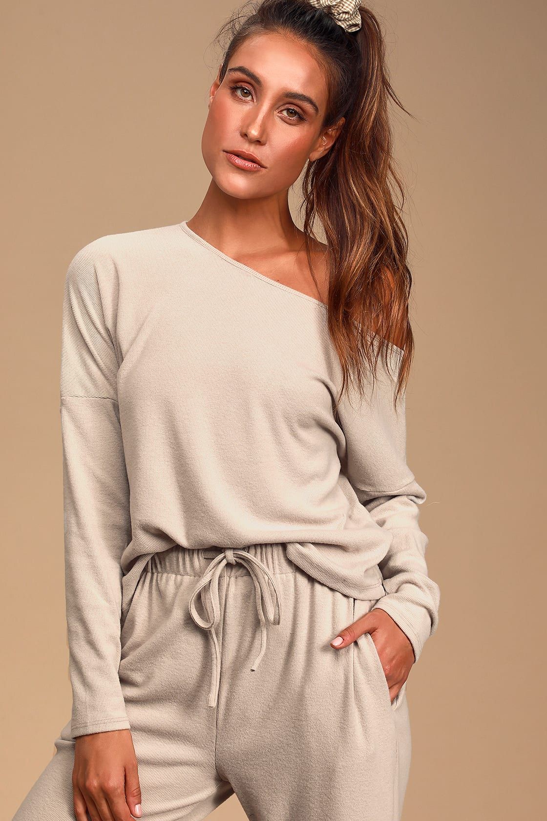 Dressed to Chill Taupe Ribbed Long Sleeve Sweater Top | Lulus (US)