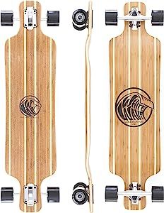 White Wave Bamboo Longboard Skateboard. Cruiser Drop Deck Long Board for Cruising, Carving and Fr... | Amazon (US)