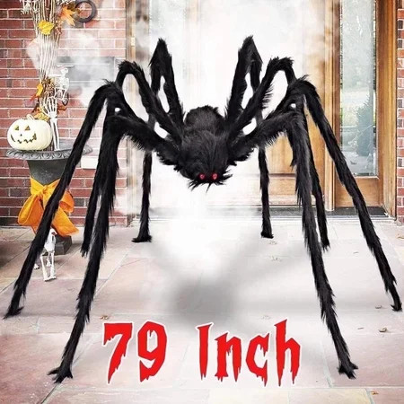 Ayieyill 79 In Giant Spider Halloween Decorations Outdoor, Scary Large Spider for Halloween Yard Decorations, Haunted House Props, 1pc | Walmart (US)