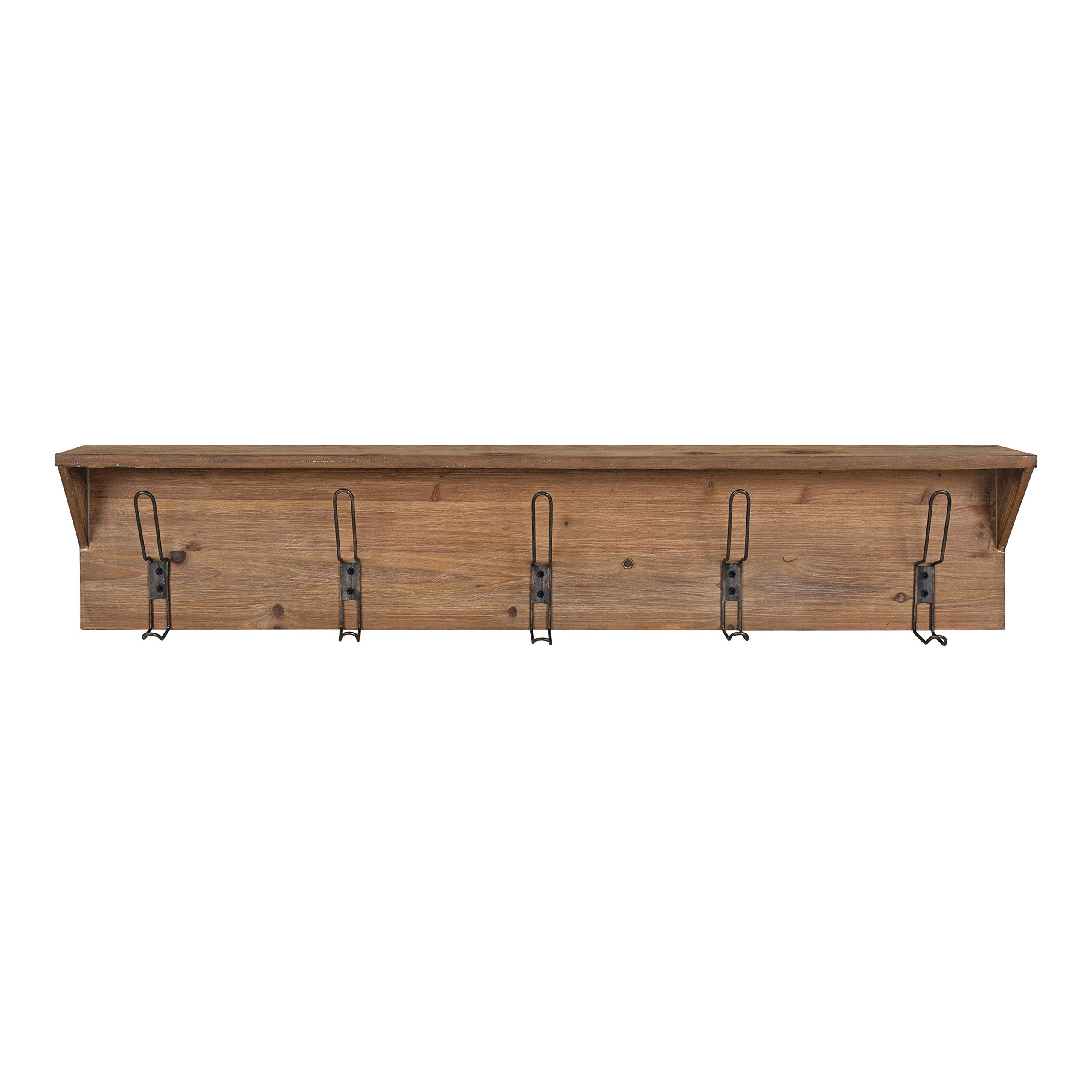 Kate and Laurel Rustic Coburn 5-Hook Shelf, 8" x 42", White Oak and Black, Contemporary Industrial C | Amazon (US)