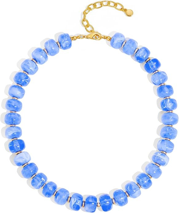 WOWORAMA Colorful Chunky Necklaces for Women Trendy Multicolor Large Square Resin Beads Necklace ... | Amazon (US)