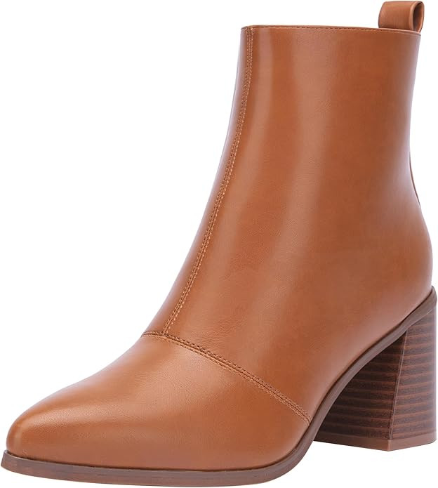 Jeossy Women's 9632 Ankle Boots Pointed Toe Heeled Booties Fashion Block Heel Boots for Women | Amazon (US)