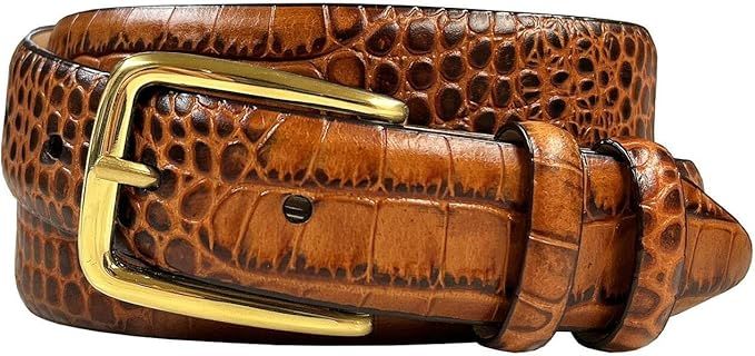 Andrea/Armana - Women's Dress Belt Solid Brass Buckle Italian Calfskin Genuine Leather Belt 1-1/8... | Amazon (US)