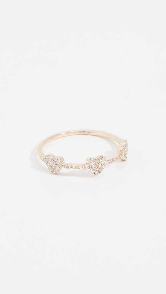 EF Collection 14k Diamond Triple Mini Heart Stack Ring | SHOPBOP | Shopbop