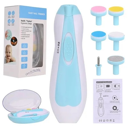 Baby Nail Trimmer Electric Baby Nail Clipper Baby Nail File with LED Light Addtional Replacement Heads Newborn Toddler Toes and Fingernails Trim and Polish | Walmart (US)