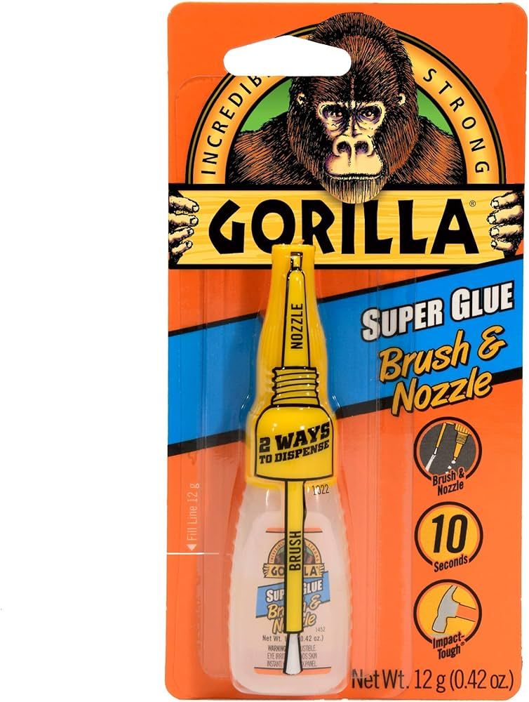 Gorilla Super Glue with Brush & Nozzle Applicator, 12 Gram, Clear, (Pack of 1) | Amazon (US)