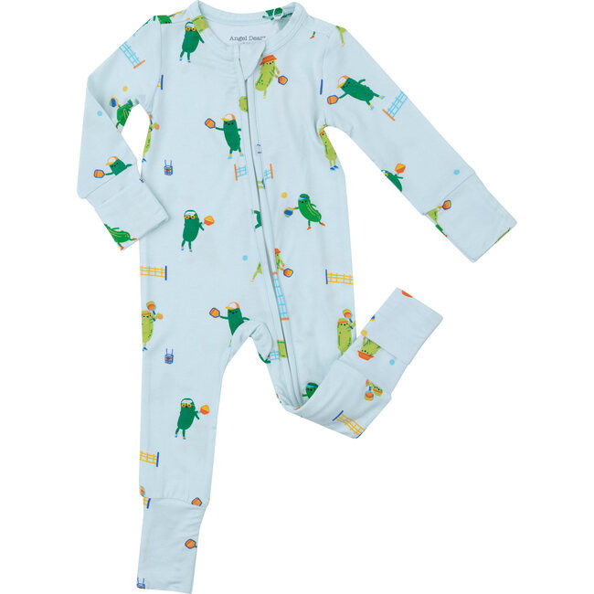 Pickleball Print 2-Way Zipper Romper, Blue | Maisonette