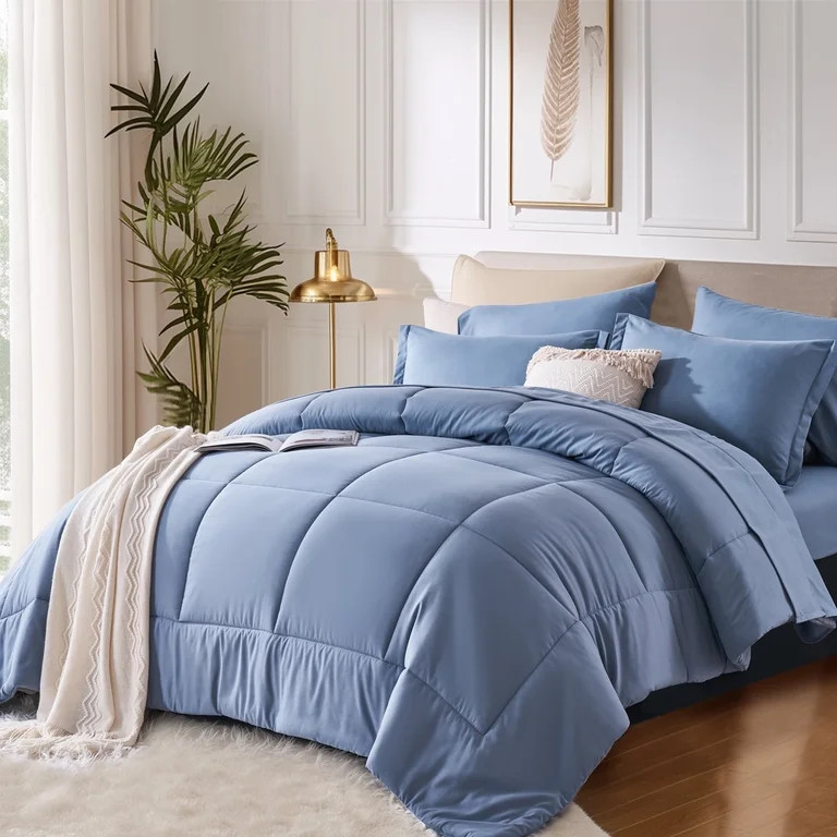 Davulos Blue Full Comforter Set,7 Pieces Bed in a Bag for All Seasons,Box Stitched Soft Bedding S... | Walmart (US)