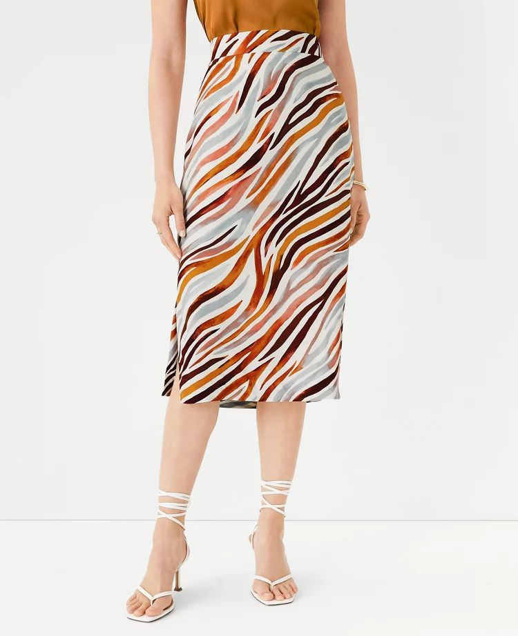 Zebra Stripe Side Slit Pencil Skirt | Ann Taylor (US)