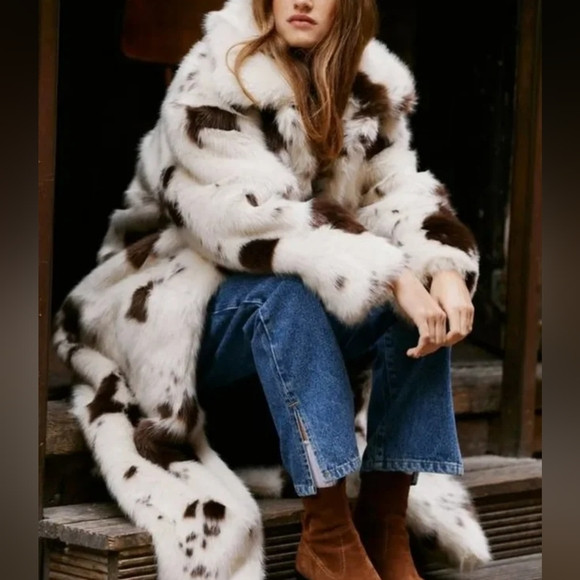 Women Faux Fur Cow Pattern Coat Warm New Autumn Winter | Poshmark