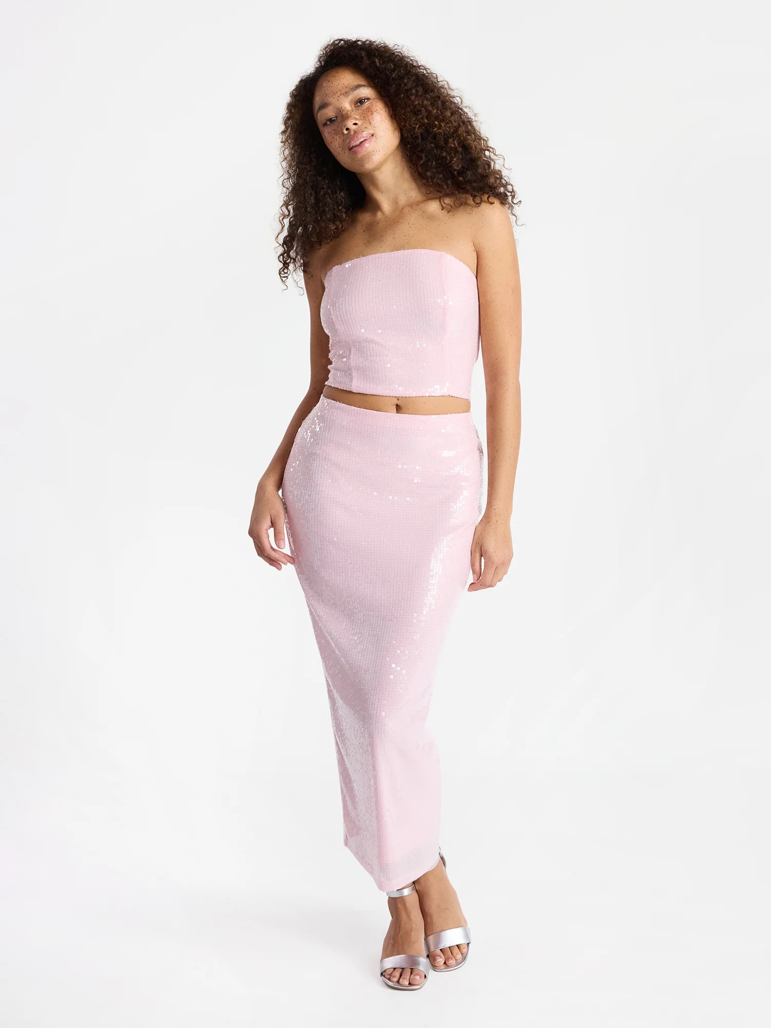 No Boundaries Sequin Strapless Tube Top and Maxi Skirt Set, 2-Piece, Women's | Walmart (US)