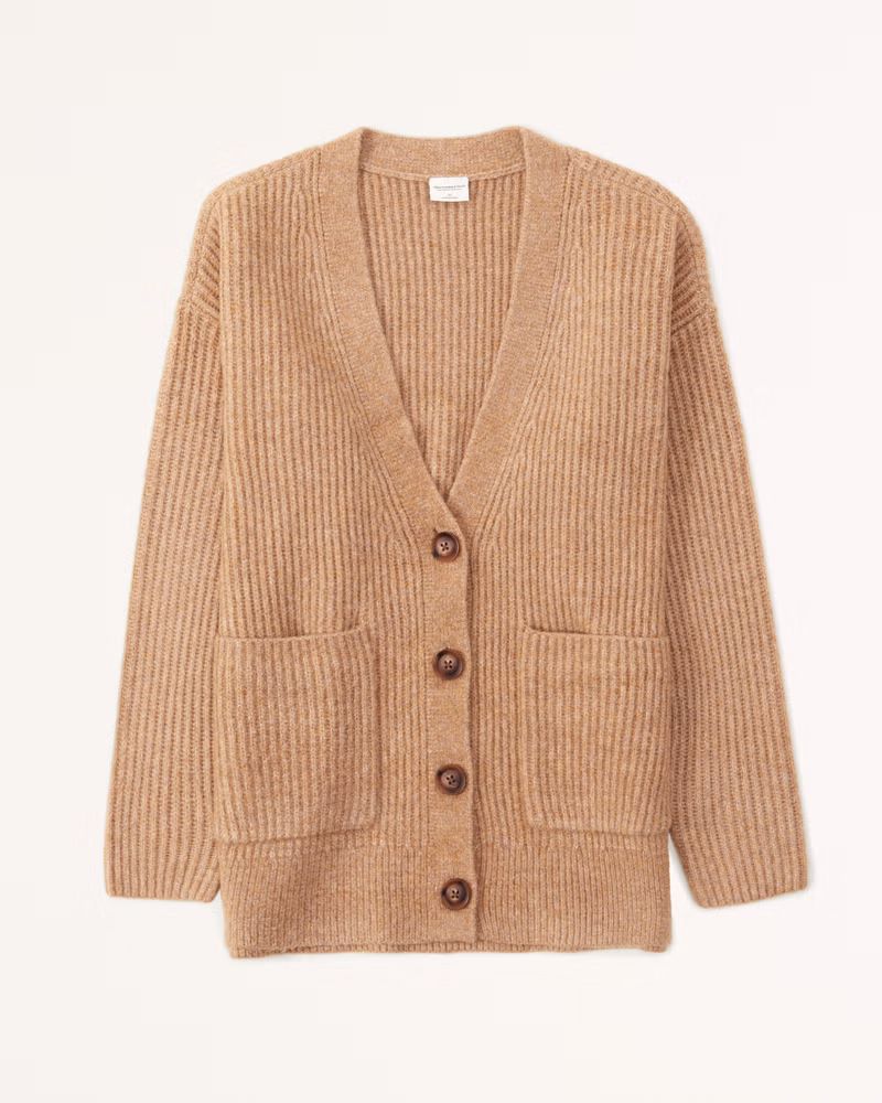Abercrombie & Fitch Women's Fluffy Oversized Cardigan in Light Brown - Size L | Abercrombie & Fitch (US)