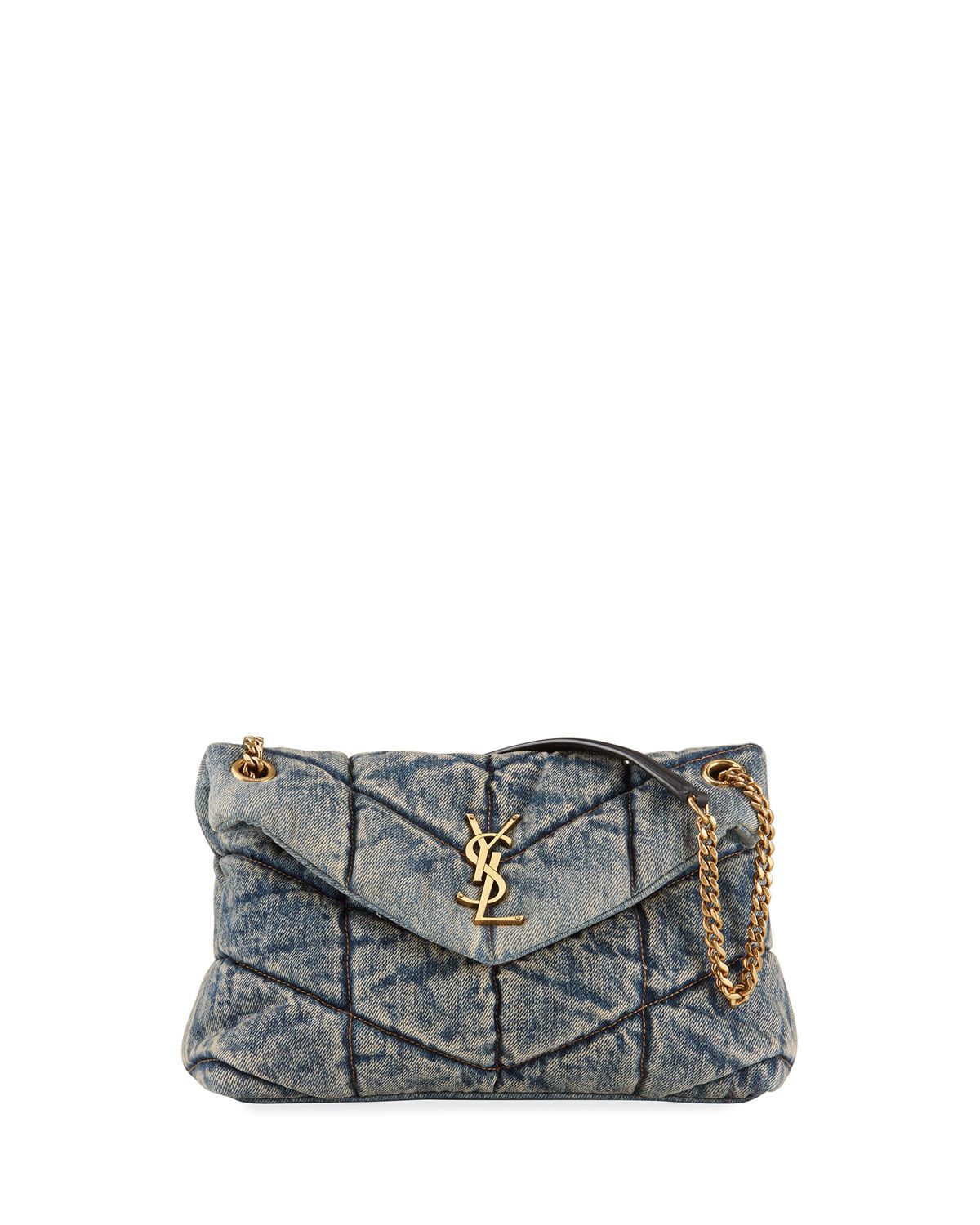 LouLou YSL Small Quilted Denim Shoulder Bag | Neiman Marcus