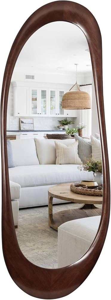 WallBeyond Asymmetrical Full Length Wooden Mirror, 22.5" x 63" Irregular Solid Wood Wall Mirror, ... | Amazon (US)