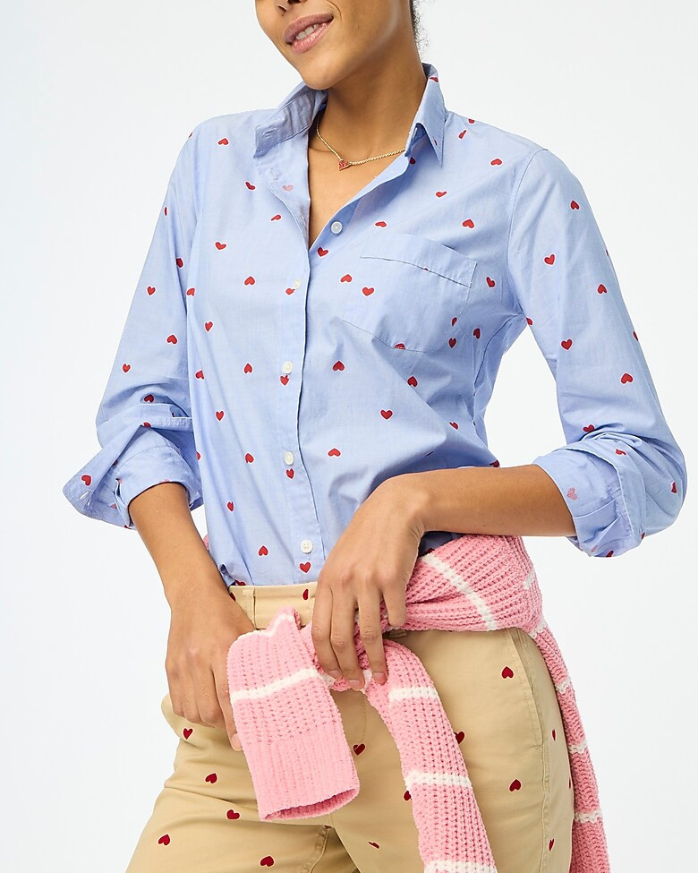 Printed button-up shirt in end-on-end cotton | J.Crew Factory