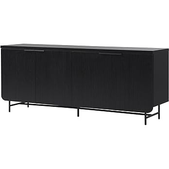 Walker Edison Scandinavian Grooved 4-Door Sideboard, 69 Inch, Black | Amazon (US)