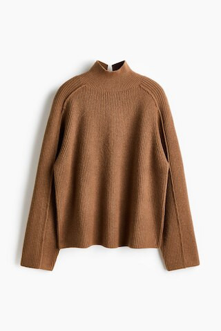 H & M - Rib-Knit Mock Turtleneck Sweater - Beige | H&M (US + CA)