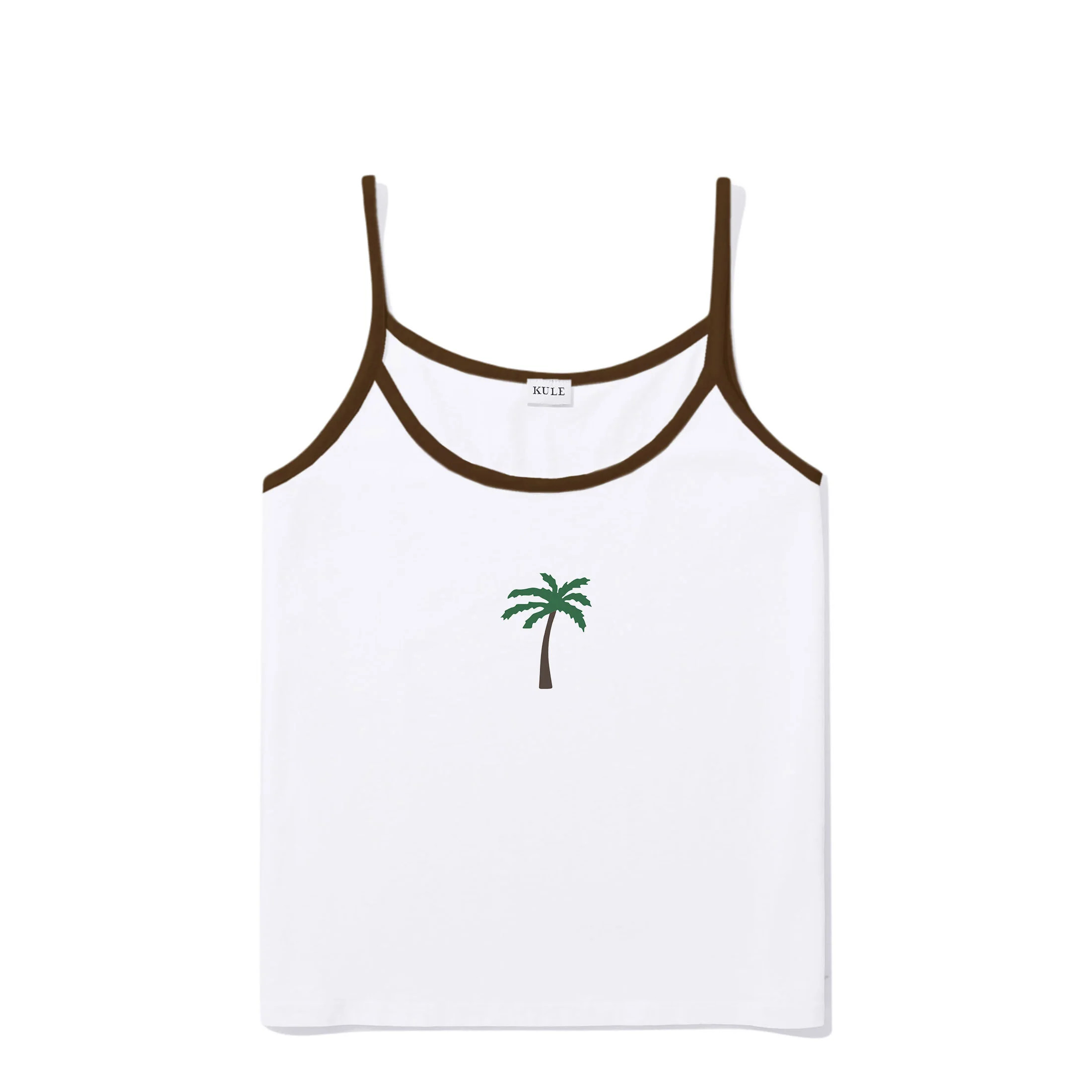 The New Spaghetti Tank Palm Tree - White | KULE (US)