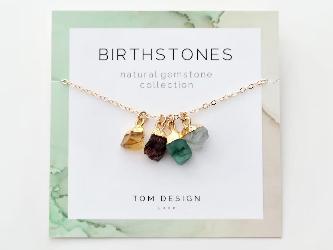 Birthstone Necklace • Gemstone Necklace • Gem Necklace • Raw Birthstone • Gift for Her ... | Etsy (US)