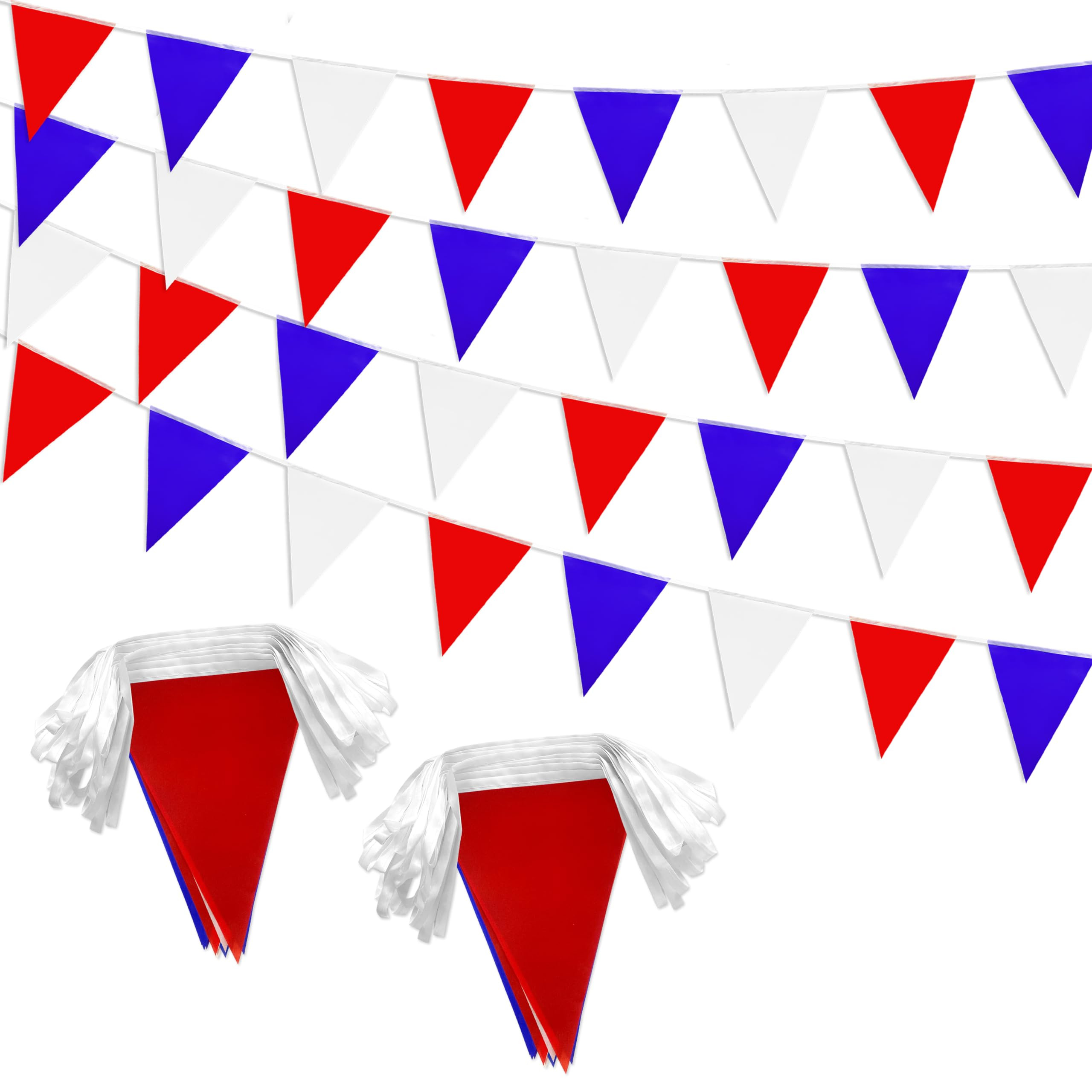 100 Feet Red Blue White Pennant Banner Flags String Triangle Bunting Flag for 4th of July Kids Bi... | Amazon (US)