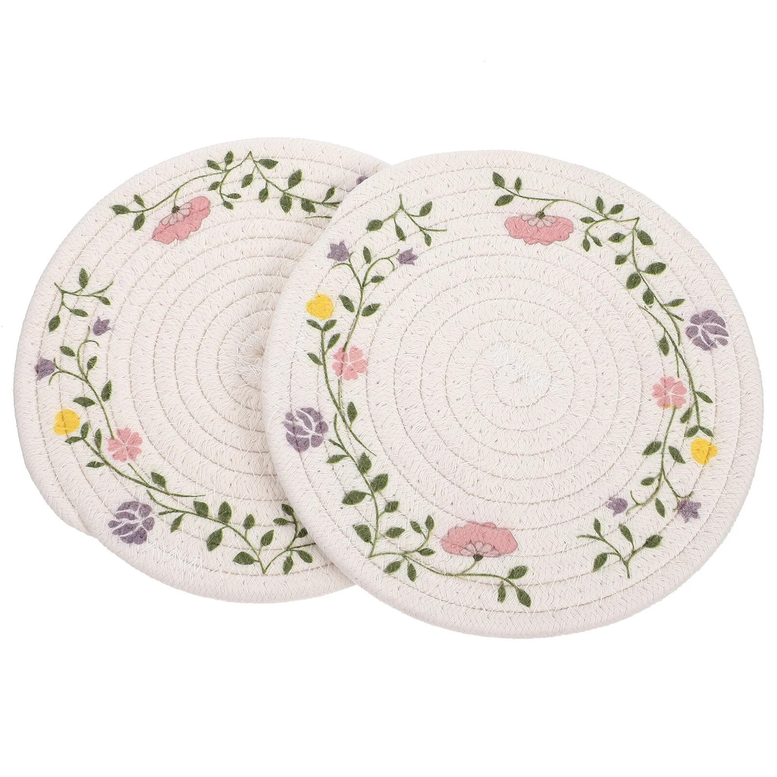 Homoyoyo Round Floral Placemats Insulation Cotton 2Pcs | Walmart (US)