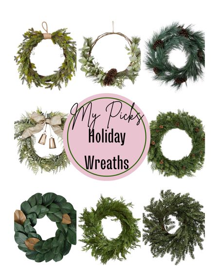 My picks, holiday wreaths, greenery, evergreen, bells, pine Christmas 

#LTKHoliday #LTKhome #LTKSeasonal