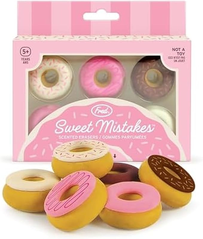 Genuine Fred Sweet Mistakes Donut Erasers, Set of 6, Vanilla Scented, Fun for School, Home, or Of... | Amazon (US)