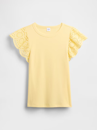 Ribbed Eyelet Flutter Sleeve T-Shirt | Gap Factory