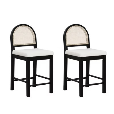 Nathan James Set of 2 Bailey Boucle Counter Height Barstools Black | Target