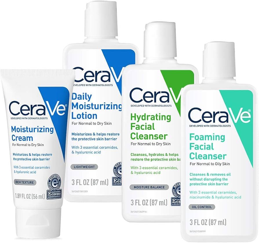 CeraVe Travel Size Toiletries Skin Care Set | Contains Moisturizing Cream, Lotion, Foaming Face W... | Amazon (US)