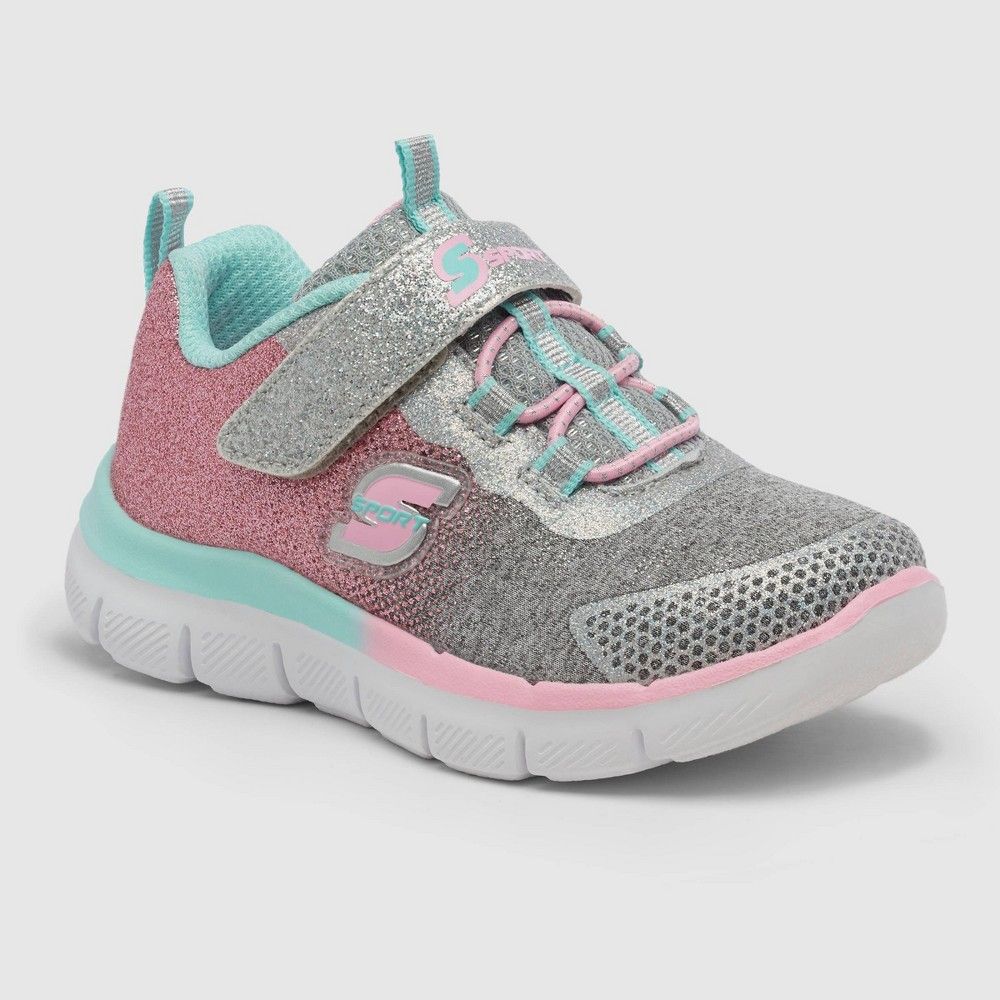 Toddler Girls' S Sport by Skechers Bethanie Glitter Sneakers - Pink/Gray 11 | Target