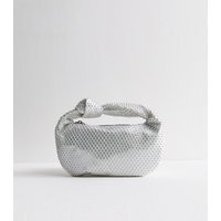 Silver Knot Detail Gem Embellished Clutch Bag New Look | New Look (UK)