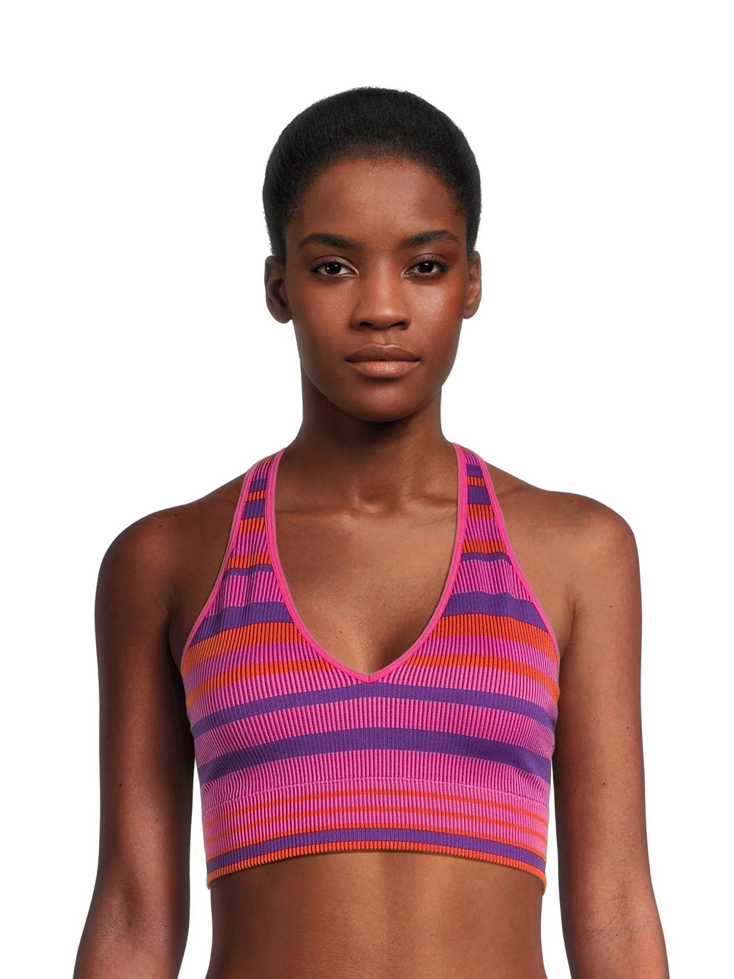 No Boundaries Women's Textured Stripe Halter Bralette, Sizes S-3XL | Walmart (US)