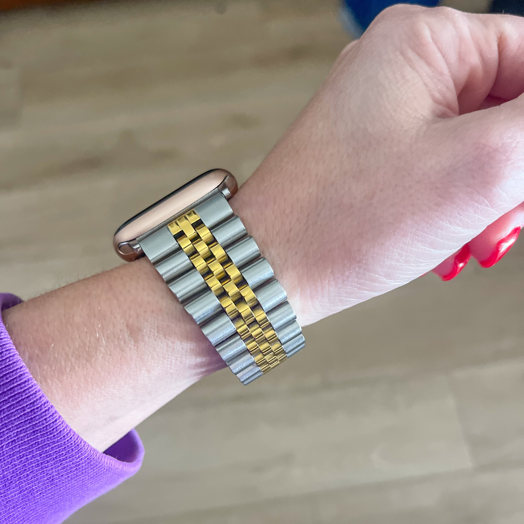 Here is the info for the watch band from yesterday’s fb live. It matches with everything and has a lot of links to accommodate larger wrists. It even came with the tool to adjust the size. Super easy!

#LTKStyleTip #LTKWatchNow #LTKFindsUnder50