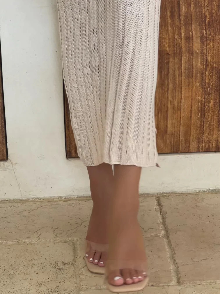 SADIE Nude Clear Heels | Covet Shoes