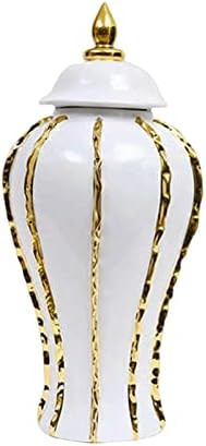 GRALARA Luxury Ginger Jar, Temple Jar Vase, White and Gold Ceramic with Lid, Porcelain for Home D... | Amazon (US)