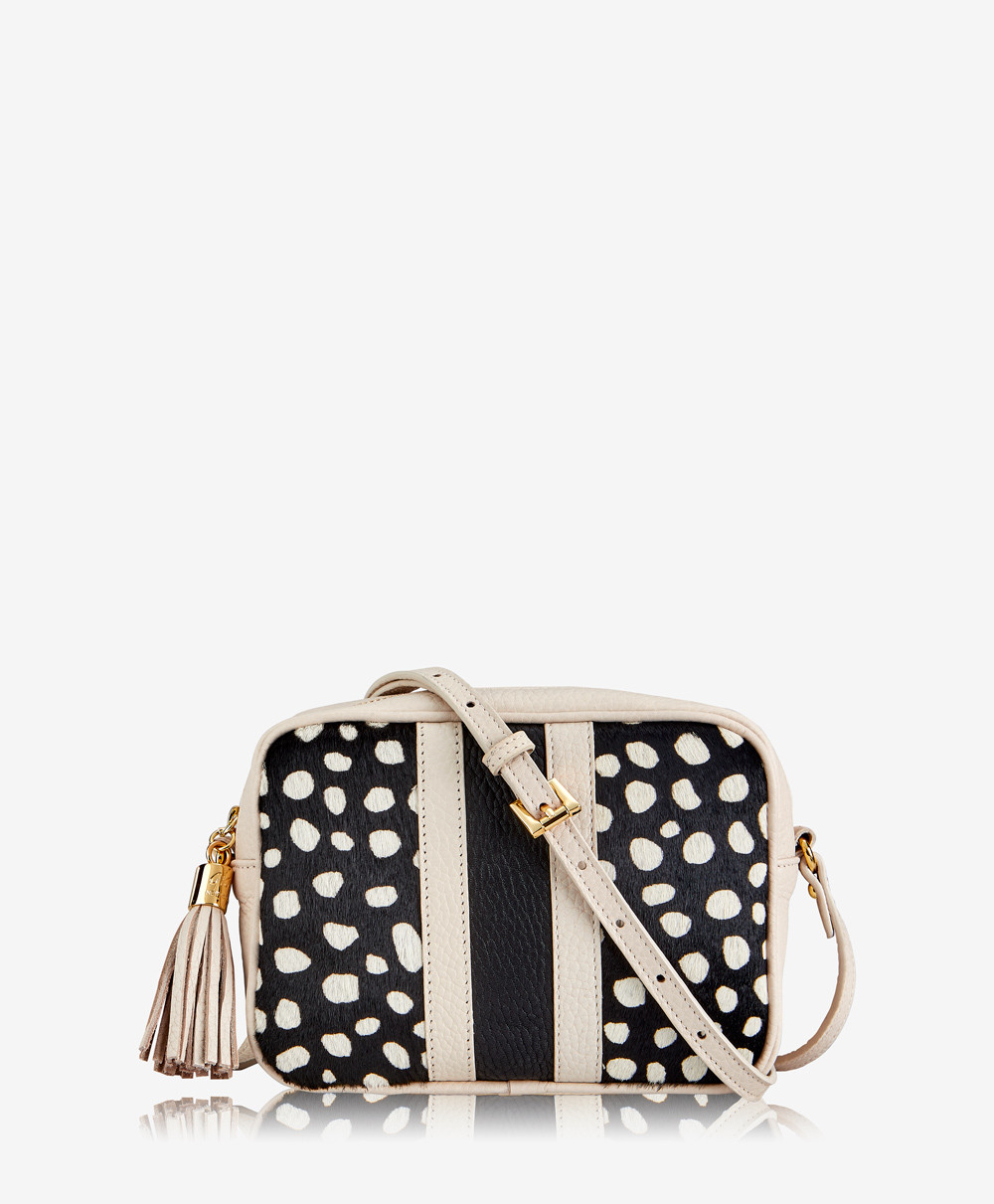 Maddie Crossbody Handbag Polka Dot Italian Haircalf | GiGi New York / Graphic Image