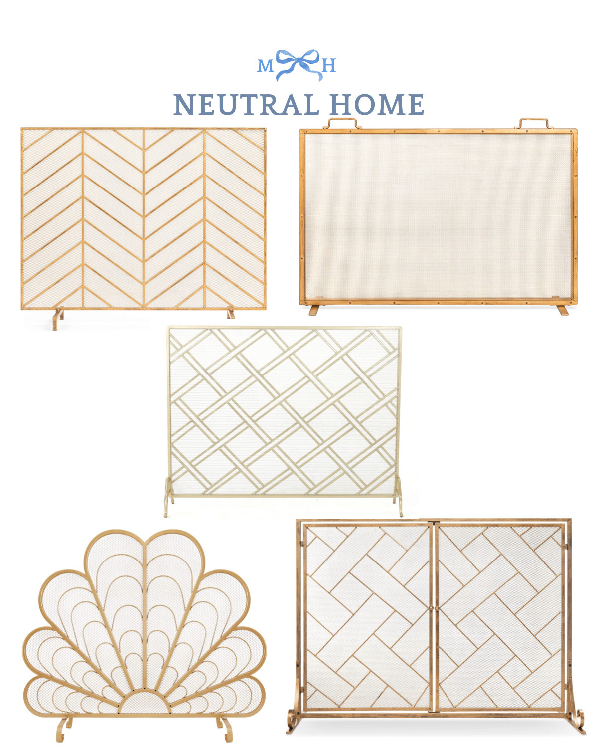Preppy classic gold fireplace screen home decor decorating design timeless | Amazon (US)
