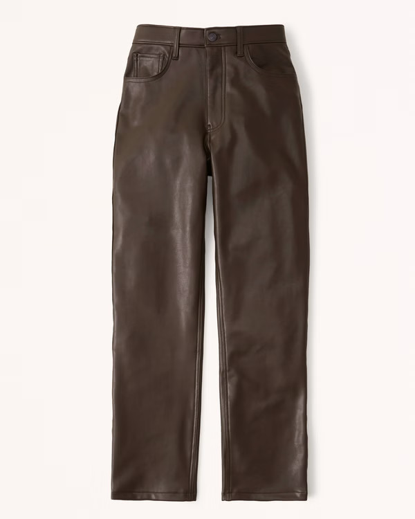 Women's Vegan Leather 90s Straight Pants | Women's Bottoms | Abercrombie.com | Abercrombie &amp; Fitch (US)