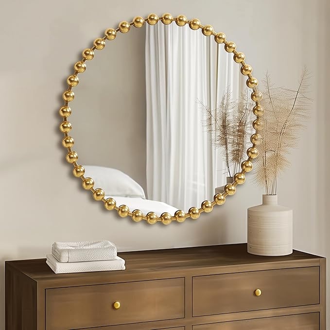 Madison Park Round Mirror, Metal Frame Circle Mirror 36 inch, Wall Art Decor Mounted Hanging for ... | Amazon (US)