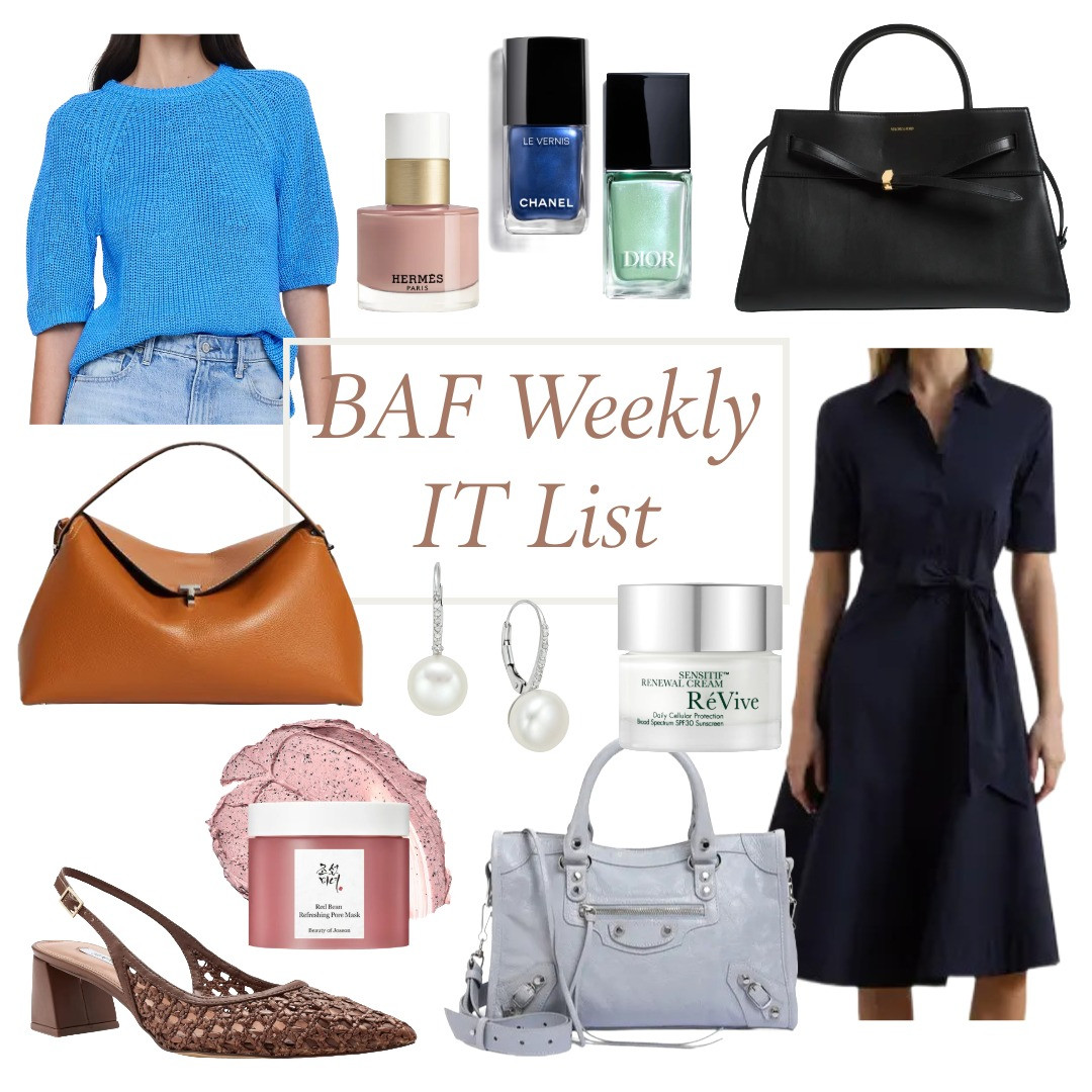 What's trending on the blog this week. Denim, anything blue, spring nail polish, the classic shirt dress, pearl jewelry, skin care, woven leather shoes, and timeless handbags. Love! 

 #LTKOver40 #LTKPetite #LTKBeauty