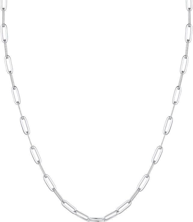 925 Sterling Silver Paperclip Chain Necklace for Women Jewelry, with Gold/Rose Gold Plated, W: 1.... | Amazon (CA)