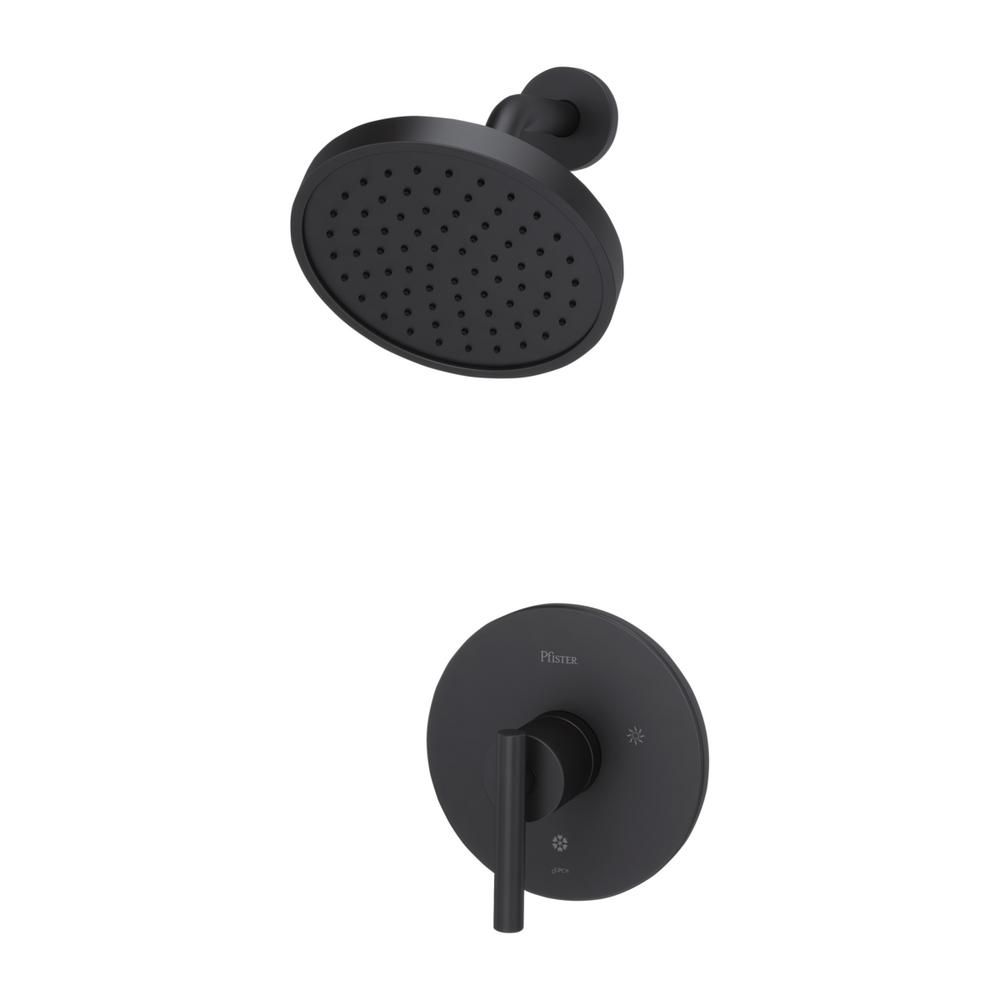 Pfister Contempra 1-Handle Shower Faucet Trim Kit in Matte Black (Valve Not Included) LG89-7NCB -... | The Home Depot
