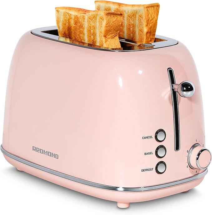 REDMOND 2 Slice Toaster Retro Stainless Steel Toaster with Bagel, Cancel, Defrost Function and 6 ... | Amazon (US)