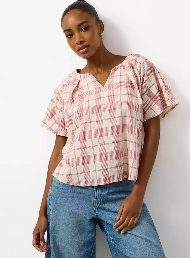 Buy Red Check Print Waist Tie Co-ord Top 16 | Tops | Tu | Tu Clothing