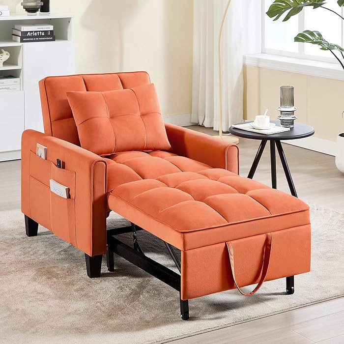 Convertible Sleeper Chair, 3 in 1 Sleeper Chair Bed Pull Out Sofa Bed Chair, Velvet Single Sofa B... | Amazon (US)