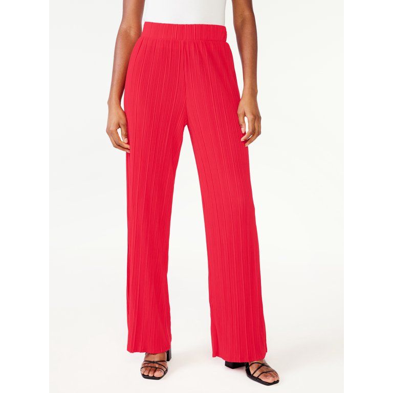 Scoop Women's Crinkle Knit Wide Leg Pants, Sizes XS-XXL | Walmart (US)