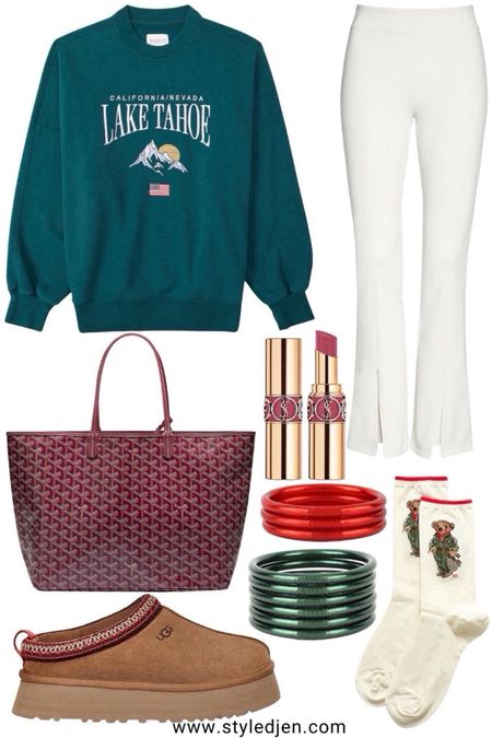 Winter cozy outfit - goyard St. Louis tote, Budhagirl bangles, ivory leggings, Ralph Lauren bear socks, Ugg tazz, Abercrombie sweatshirt 




#LTKstyletip #LTKfindsunder100 #LTKSeasonal